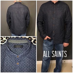 ⚡️HP⚡️All Saints Danko Navy Long Sleeve Shirt-XXL